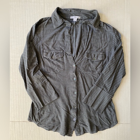 Standard James Perse blue and grey striped knit side panel shirt size 1 - Picture 7 of 14